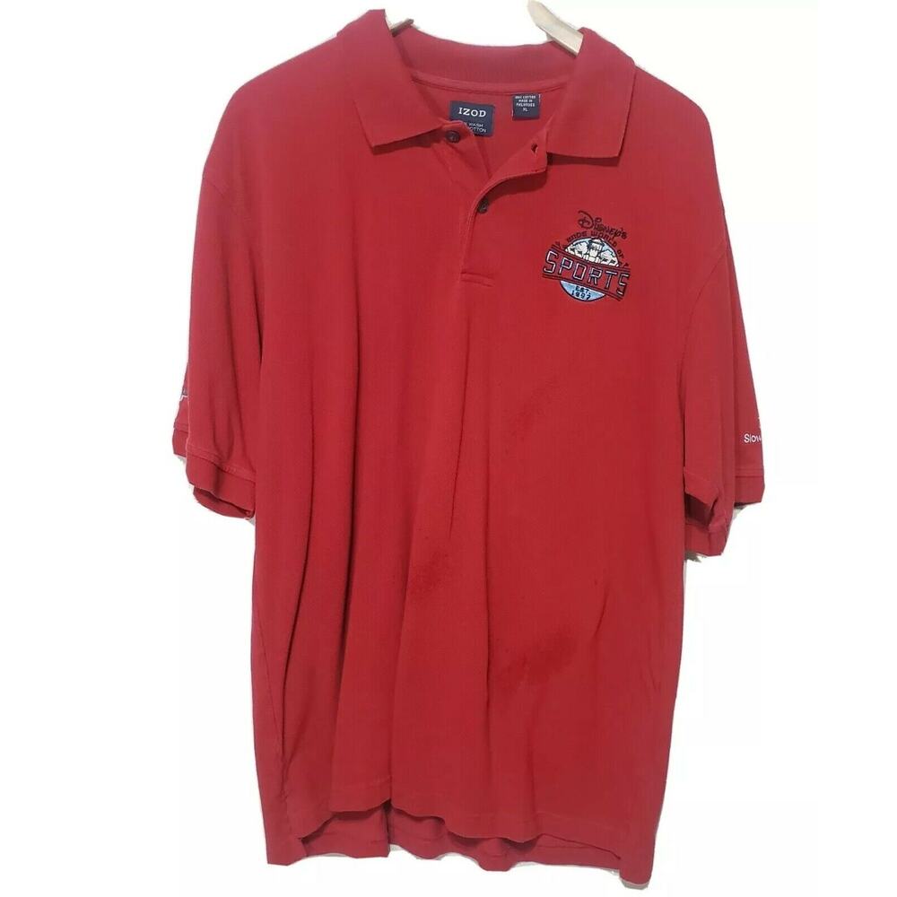 Men's DISNEY WIDE WORLD OF SPORTS Polo Shirt XL slow pitch softball IZOD PFX